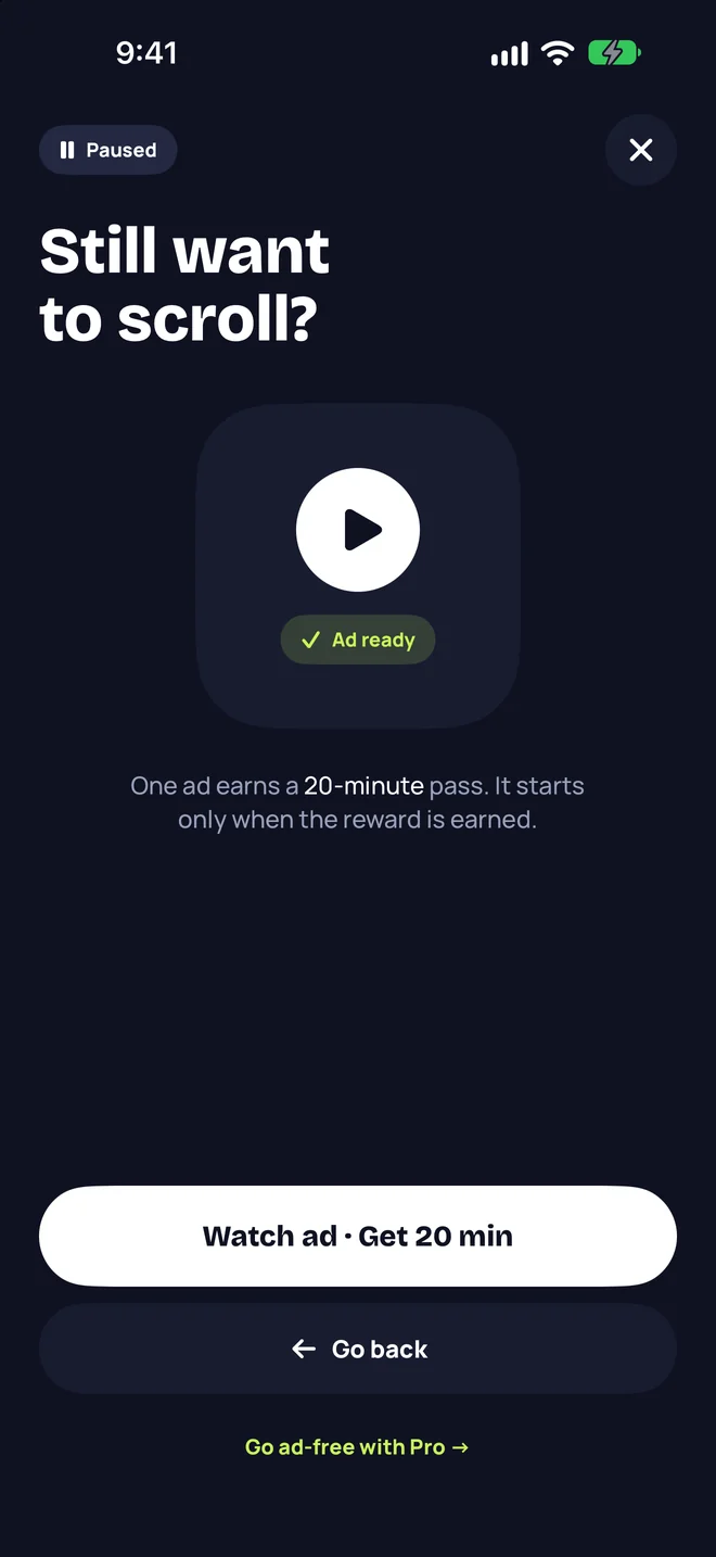 Free unlock with a rewarded ad