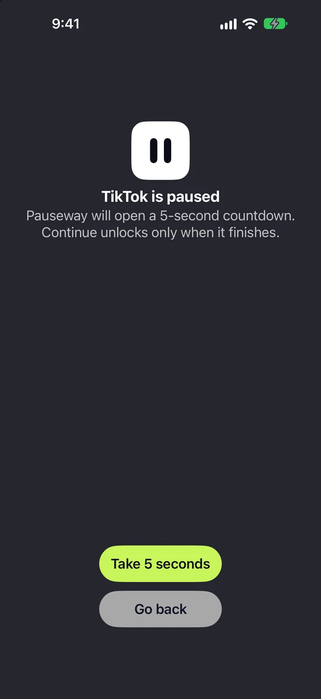 The Pauseway shield over a paused app